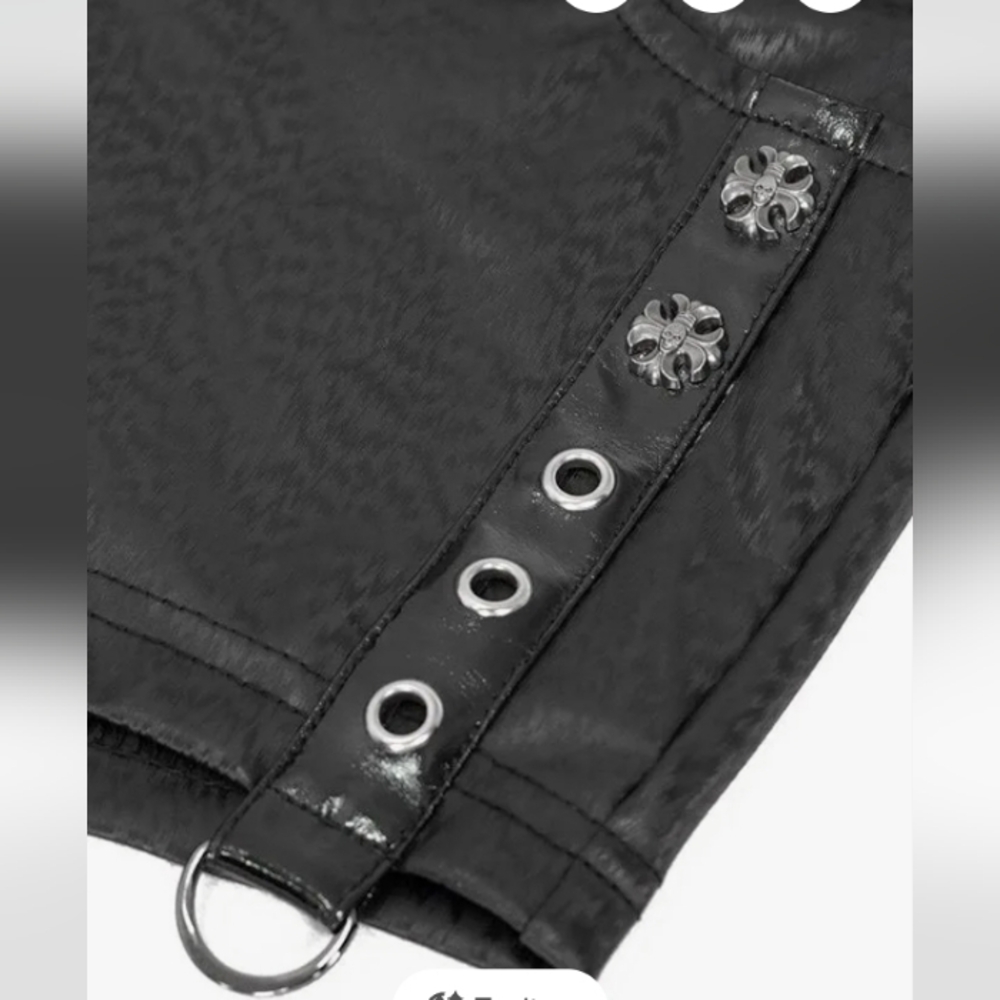 NWT Devil Fashion Pentagram Garter Faux Leather Hot Pants with Fishnets, Small - Picture 4 of 15